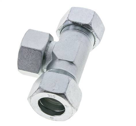 30S Verzinkter Stahl T-Stück Schneidfitting mit Drehgelenk 400 bar NBR Einstellbar ISO 8434-1