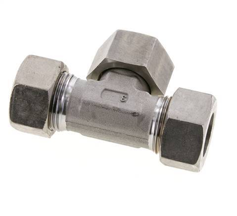 22L Edelstahl T-Shape T-Schneidfitting mit Drehgelenk 160 bar FKM Einstellbar ISO 8434-1