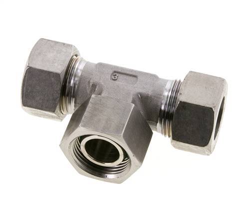 22L Edelstahl T-Shape T-Schneidfitting mit Drehgelenk 160 bar FKM Einstellbar ISO 8434-1