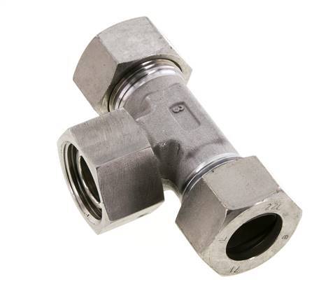 22L Edelstahl T-Shape T-Schneidfitting mit Drehgelenk 160 bar FKM Einstellbar ISO 8434-1