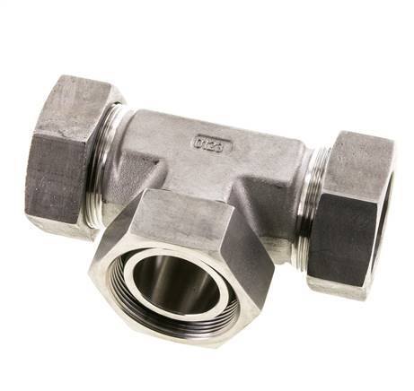 42L Edelstahl T-Shape T-Schneidfitting mit Drehgelenk 160 bar FKM Einstellbar ISO 8434-1