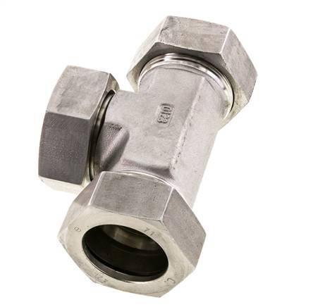 42L Edelstahl T-Shape T-Schneidfitting mit Drehgelenk 160 bar FKM Einstellbar ISO 8434-1