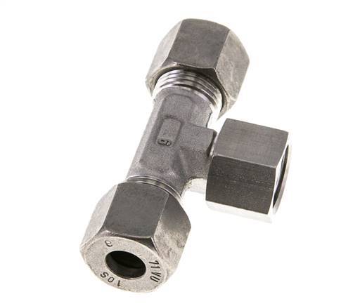 10S Edelstahl T-Stück Schneidverschraubung mit Drehgelenk 630 bar FKM Einstellbar ISO 8434-1