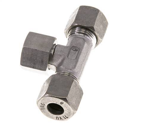 10S Edelstahl T-Stück Schneidverschraubung mit Drehgelenk 630 bar FKM Einstellbar ISO 8434-1