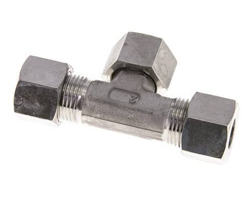 12S Edelstahl T-Stück Schneidverschraubung mit Drehgelenk 630 bar FKM Einstellbar ISO 8434-1