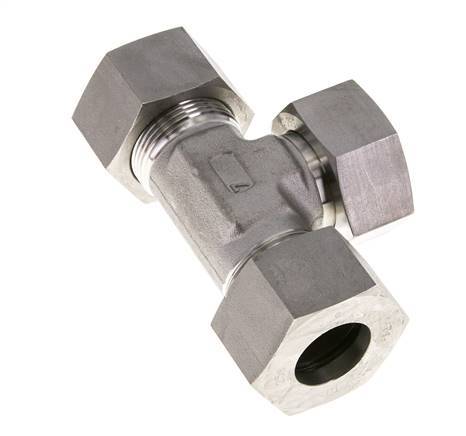 25S Stainless Steel T-Shape Tee Cutting Fitting with Swivel 400 bar FKM Adjustable ISO 8434-1
