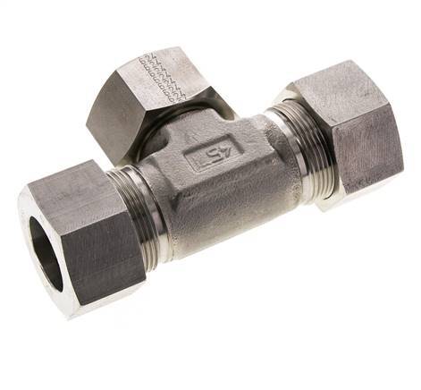 30S Edelstahl T-Stück Schneidverschraubung mit Drehgelenk 400 bar FKM Einstellbar ISO 8434-1