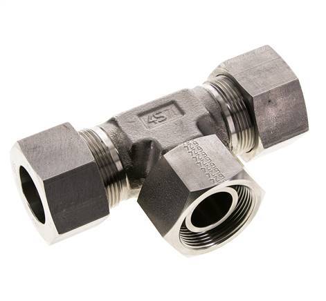 30S Edelstahl T-Stück Schneidverschraubung mit Drehgelenk 400 bar FKM Einstellbar ISO 8434-1