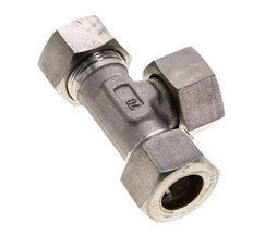 18L Stainless Steel T-Shape Tee Compression Fitting with Swivel 315 bar FKM Adjustable ISO 8434-1