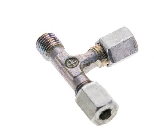 4LL & M8x1 (con) Zink Plated Steel Right Angle Tee Cutting Fitting with Male Threads 100 bar ISO 8434-1