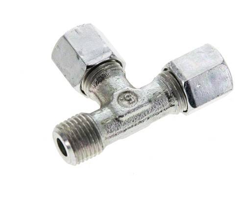 6LL & M10x1 (con) Verzinkter Stahl rechtwinkliges T-Stück mit Außengewinde 100 bar ISO 8434-1
