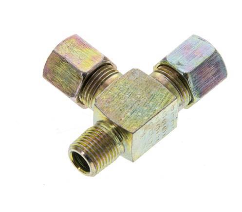 8LL & M10x1 (con) Zink Plated Steel Right Angle Tee Cutting Fitting with Male Threads 100 bar ISO 8434-1