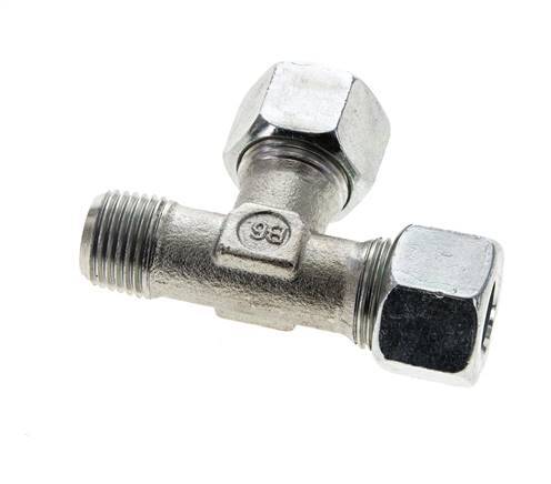 12L & M16x1.5 (con) Zink Plated Steel Right Angle Tee Cutting Fitting with Male Threads 315 bar ISO 8434-1