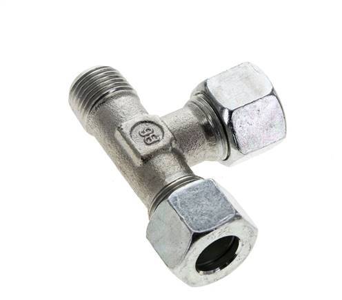 12L & M16x1.5 (con) Zink Plated Steel Right Angle Tee Cutting Fitting with Male Threads 315 bar ISO 8434-1