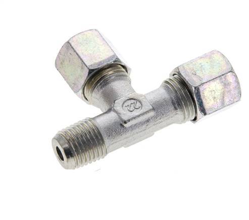 8S & M14x1.5 (con) Zink Plated Steel Right Angle Tee Cutting Fitting with Male Threads 630 bar ISO 8434-1