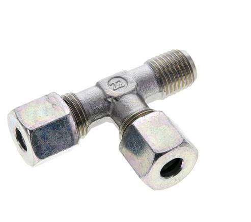 8S & M14x1,5 (con) Verzinkter Stahl rechtwinkliges T-Stück mit Außengewinde 630 bar ISO 8434-1