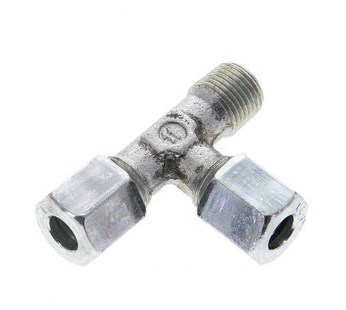 6LL & R1/8'' Zink Plated Steel Right Angle Tee Cutting Fitting with Male Threads 100 bar ISO 8434-1