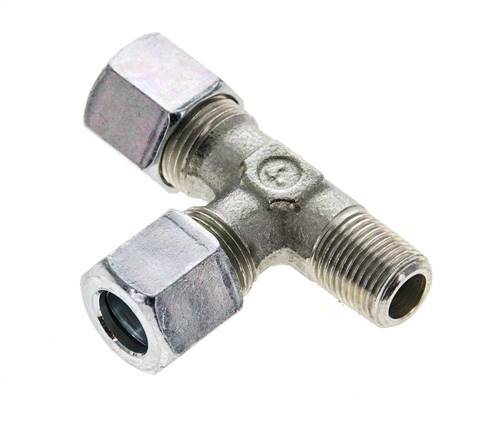 8LL & R1/8'' Zink Plated Steel Right Angle Tee Cutting Fitting with Male Threads 100 bar ISO 8434-1