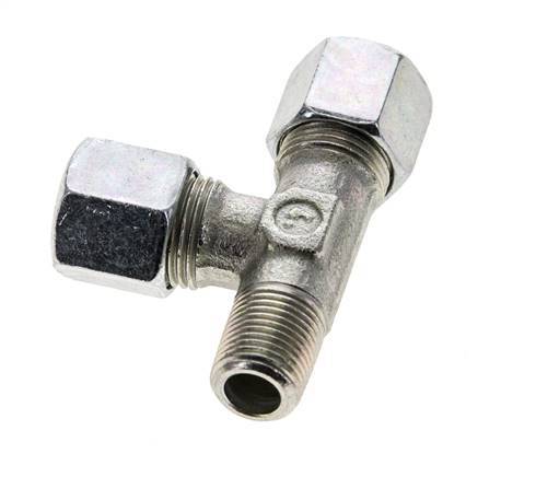 8LL & R1/8'' Zink Plated Steel Right Angle Tee Cutting Fitting with Male Threads 100 bar ISO 8434-1