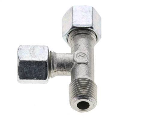 8L & R1/4'' Zink Plated Steel Right Angle Tee Cutting Fitting with Male Threads 315 bar ISO 8434-1