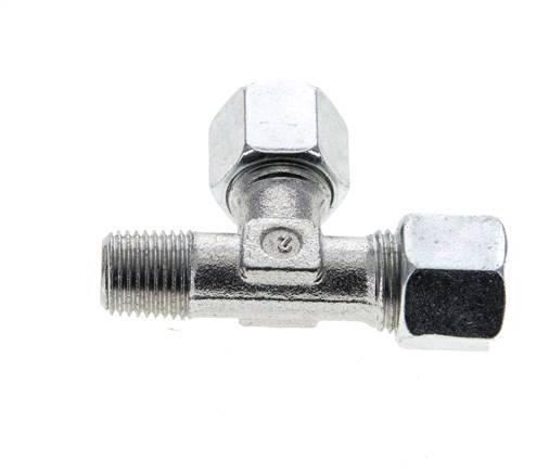 10L & R1/4'' Zink Plated Steel Right Angle Tee Cutting Fitting with Male Threads 315 bar ISO 8434-1