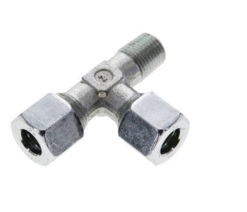 10L & R1/4'' Zink Plated Steel Right Angle Tee Cutting Fitting with Male Threads 315 bar ISO 8434-1