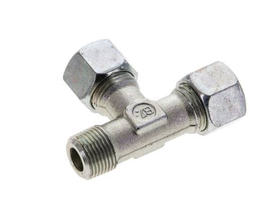 12L & R3/8'' Zink Plated Steel Right Angle Tee Cutting Fitting with Male Threads 315 bar ISO 8434-1