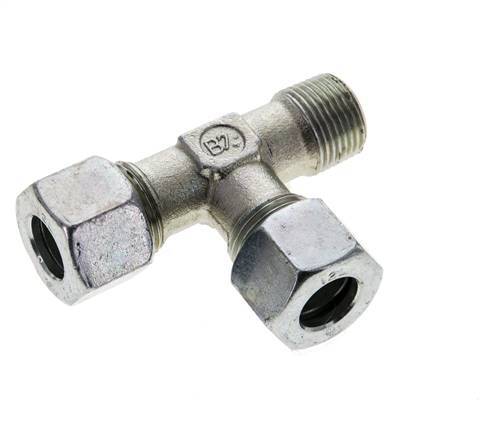 12L & R3/8'' Zink Plated Steel Right Angle Tee Cutting Fitting with Male Threads 315 bar ISO 8434-1