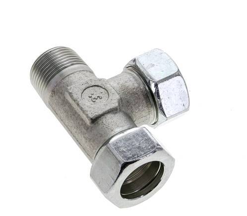 28L & G1'' Zink Plated Steel Right Angle Tee Cutting Fitting with Male Threads 160 bar ISO 8434-1