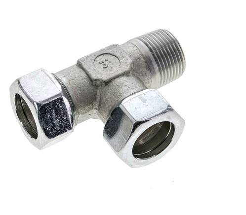 28L & G1'' Zink Plated Steel Right Angle Tee Cutting Fitting with Male Threads 160 bar ISO 8434-1