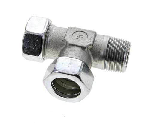 28L & G1'' Zink Plated Steel Right Angle Tee Cutting Fitting with Male Threads 160 bar ISO 8434-1