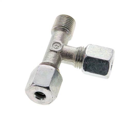 6S & R1/4'' Zink Plated Steel Right Angle Tee Cutting Fitting with Male Threads 630 bar ISO 8434-1