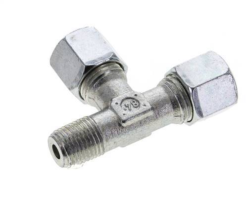 8S & R1/4'' Zink Plated Steel Right Angle Tee Cutting Fitting with Male Threads 630 bar ISO 8434-1