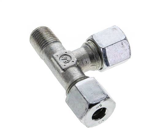 8S & R1/4'' Zink Plated Steel Right Angle Tee Cutting Fitting with Male Threads 630 bar ISO 8434-1