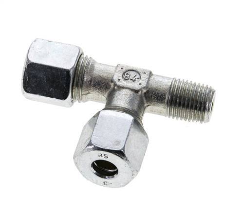 8S & R1/4'' Zink Plated Steel Right Angle Tee Cutting Fitting with Male Threads 630 bar ISO 8434-1