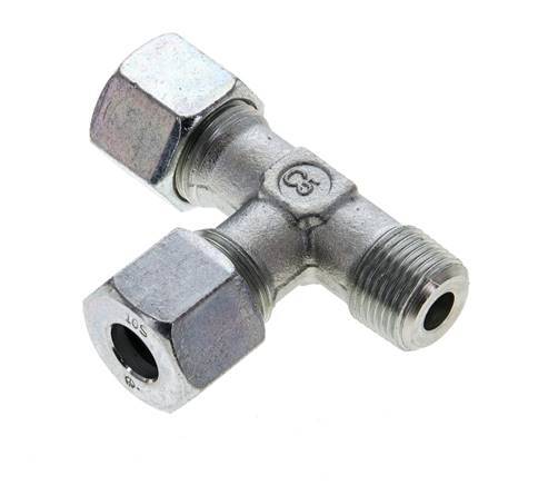 10S & R3/8'' Zink Plated Steel Right Angle Tee Cutting Fitting with Male Threads 630 bar ISO 8434-1