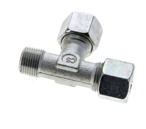 10S & R3/8'' Zink Plated Steel Right Angle Tee Cutting Fitting with Male Threads 630 bar ISO 8434-1