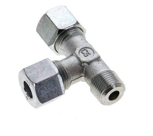 10S & R3/8'' Zink Plated Steel Right Angle Tee Cutting Fitting with Male Threads 630 bar ISO 8434-1