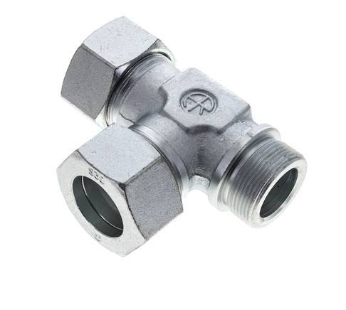 38S & G1-1/2'' Zink Plated Steel Right Angle Tee Cutting Fitting with Male Threads 315 bar ISO 8434-1