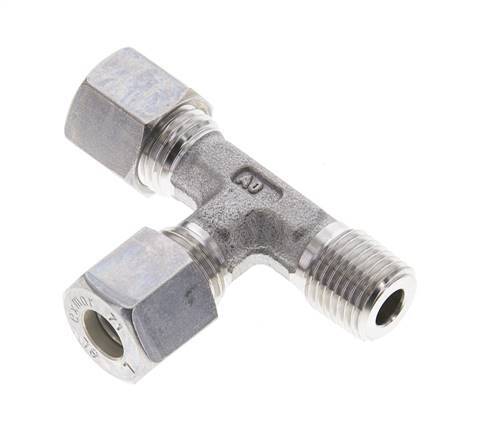 8L & R1/4'' Stainless Steel Right Angle Tee Compression Fitting with Male Threads 315 bar ISO 8434-1