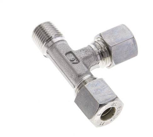 8L & R1/4'' Stainless Steel Right Angle Tee Compression Fitting with Male Threads 315 bar ISO 8434-1