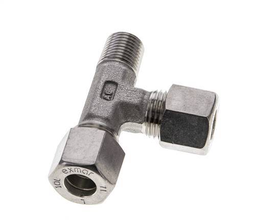 10L & R1/4'' Stainless Steel Right Angle Tee Compression Fitting with Male Threads 315 bar ISO 8434-1