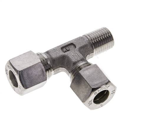 10L & R1/4'' Stainless Steel Right Angle Tee Compression Fitting with Male Threads 315 bar ISO 8434-1