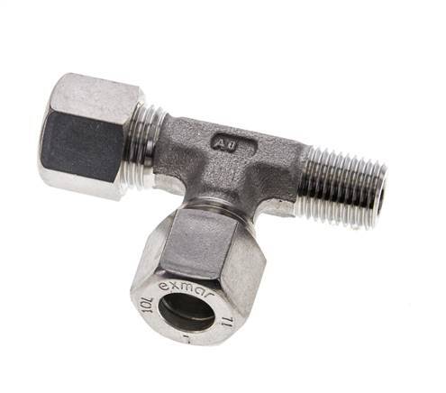 10L & R1/4'' Stainless Steel Right Angle Tee Compression Fitting with Male Threads 315 bar ISO 8434-1