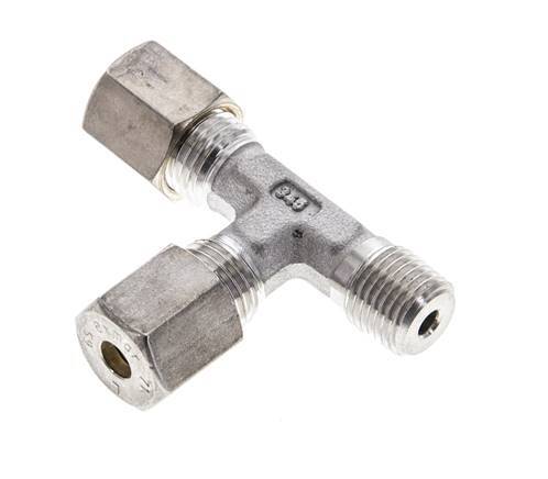 6S & R1/4'' Stainless Steel Right Angle Tee Compression Fitting with Male Threads 500 bar ISO 8434-1