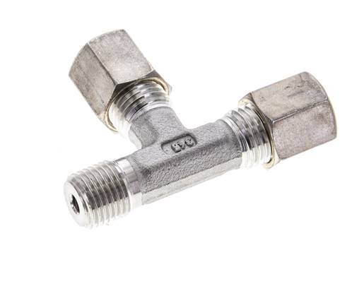 6S & R1/4'' Stainless Steel Right Angle Tee Compression Fitting with Male Threads 500 bar ISO 8434-1
