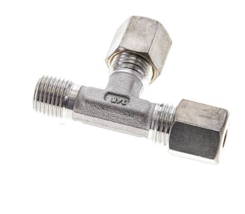 6S & R1/4'' Stainless Steel Right Angle Tee Compression Fitting with Male Threads 500 bar ISO 8434-1