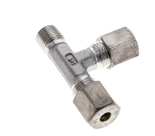 6S & R1/4'' Stainless Steel Right Angle Tee Compression Fitting with Male Threads 500 bar ISO 8434-1