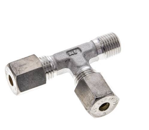 6S & R1/4'' Stainless Steel Right Angle Tee Compression Fitting with Male Threads 500 bar ISO 8434-1
