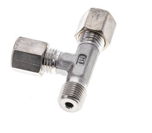 6S & R1/4'' Stainless Steel Right Angle Tee Compression Fitting with Male Threads 500 bar ISO 8434-1